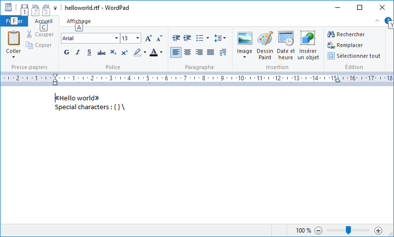 Simple Wordpad document